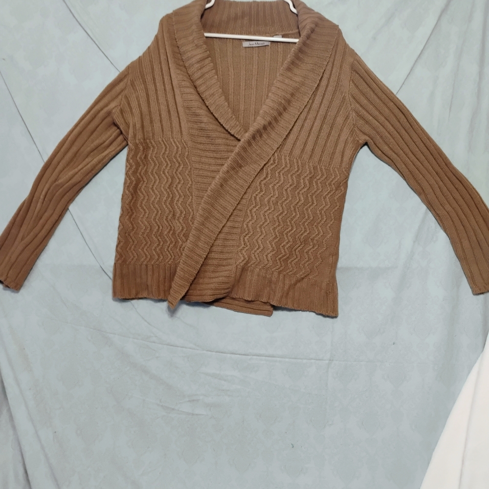 Jason Maxwell Brown Ribbed Women's Cardigan